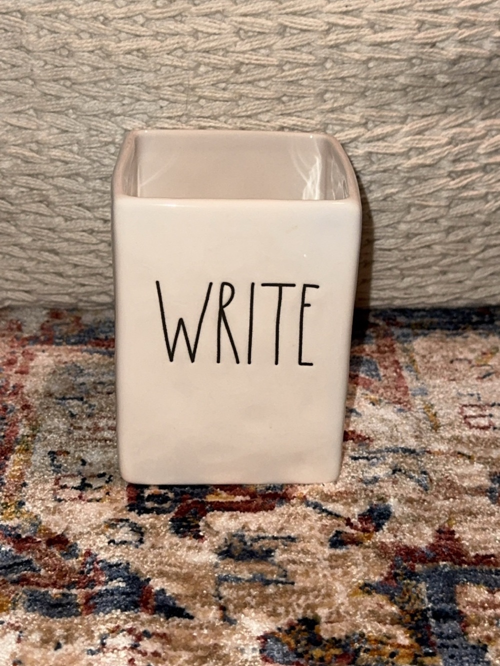 [EUC] Rae Dunn WRITE Ceramic Pen Holder - White
